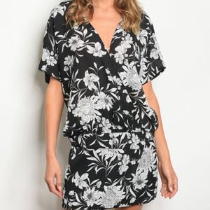Woman's Mini Dress Black Floral